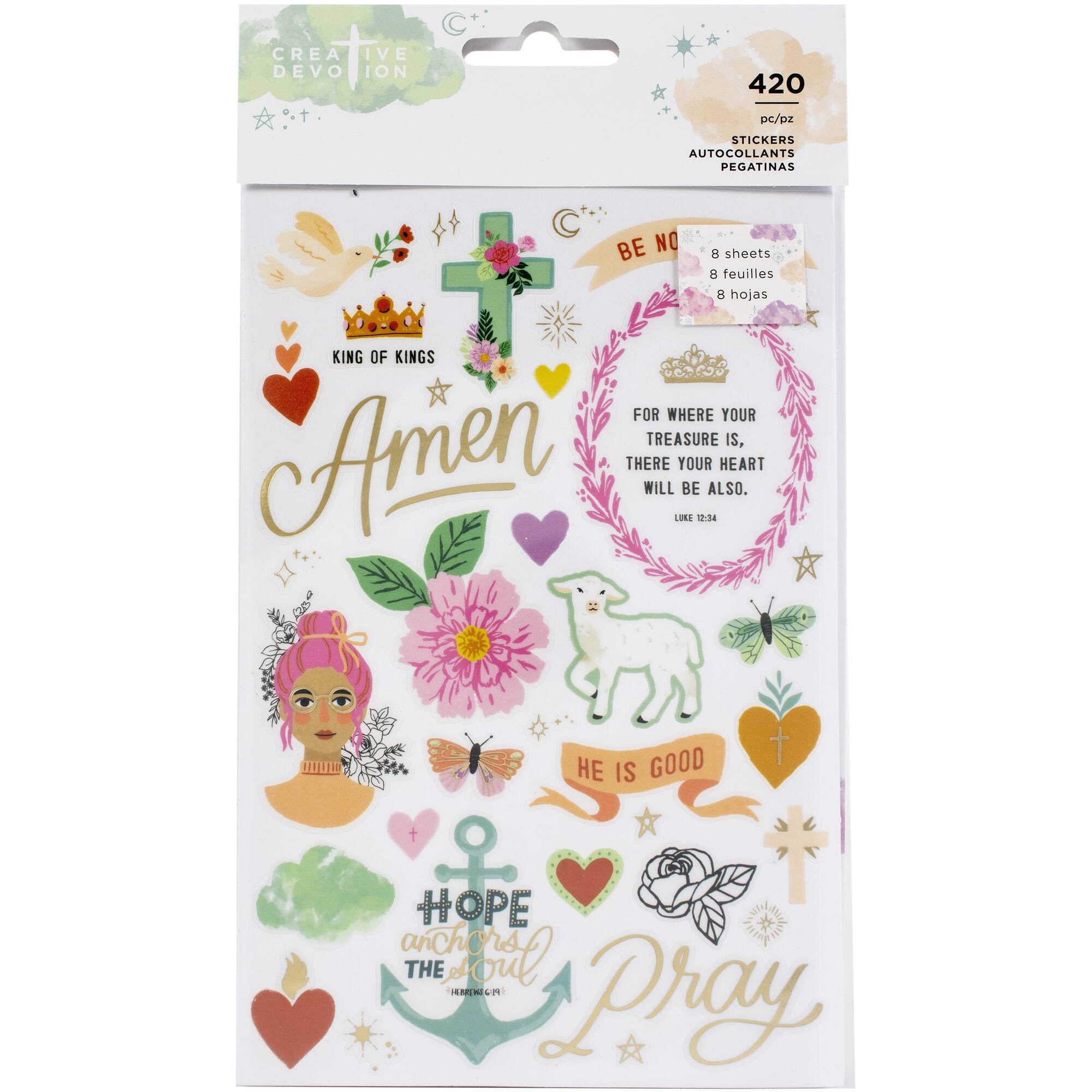 Creative Devotion Draw Near Sticker Book 8/Sheets-W/Gold Foil Accents, 418/Pkg